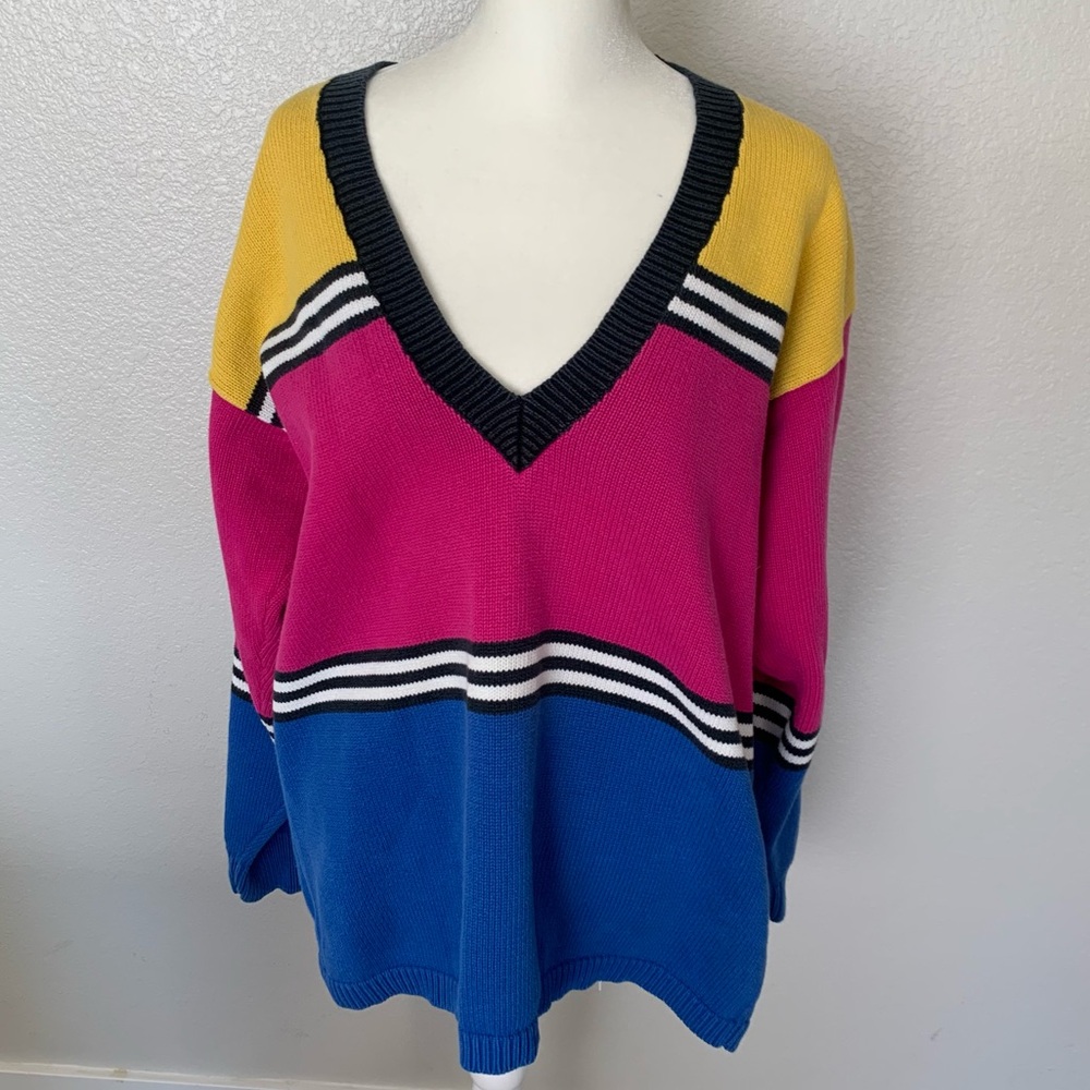 Vintage Liz Sport color block sweater size medium